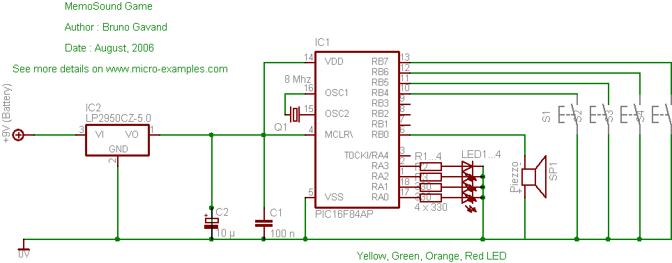 PIC16F84A Memsound circuit schematic