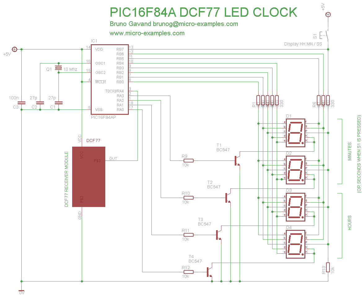 PIC16F84A DCF77 LED CLOCK