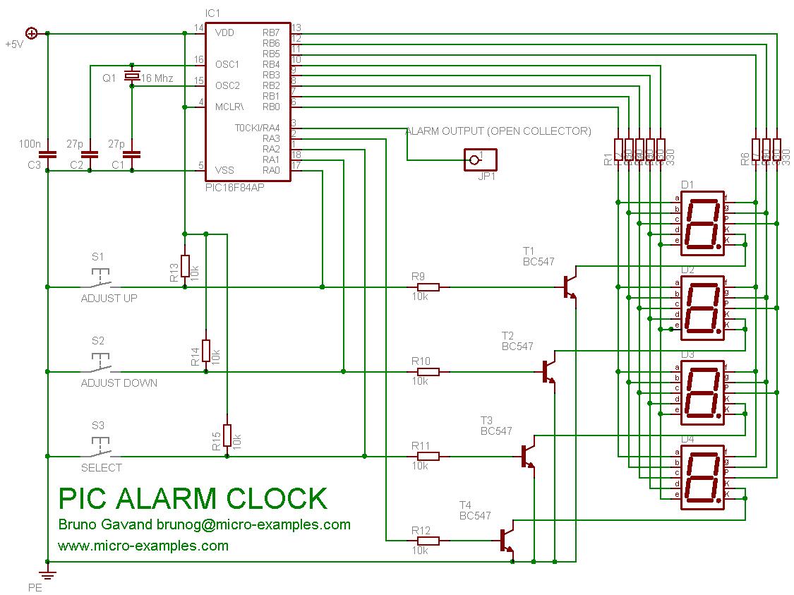 Alarm clock circuit schematic