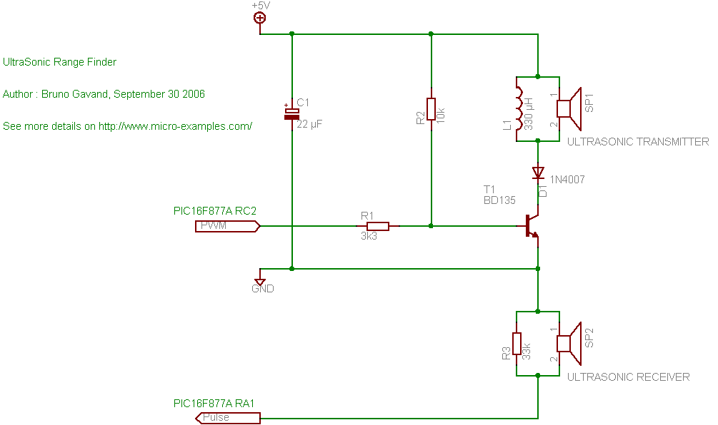 Ultrasonic range finder circuit schematic